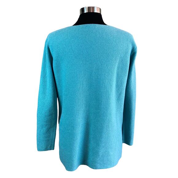 J. Jill Turquoise Blue Textured Knit Pullover Long Sleeve Top SM Oversized Basic - Picture 5 of 8